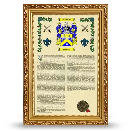 Boudeaux Armorial History Framed - Gold