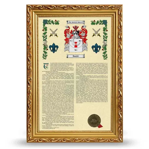Boudri Armorial History Framed - Gold