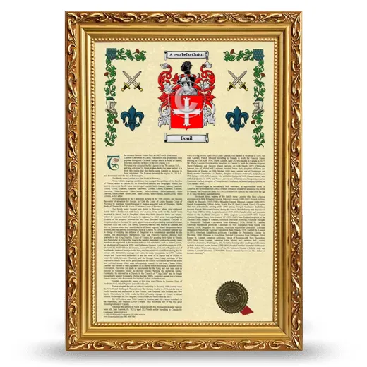 Bouil Armorial History Framed - Gold