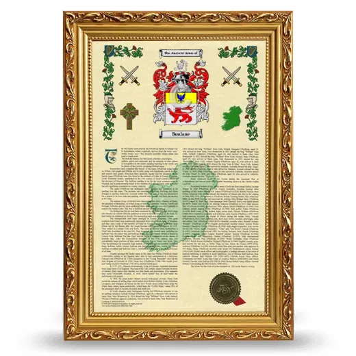 Boulane Armorial History Framed - Gold