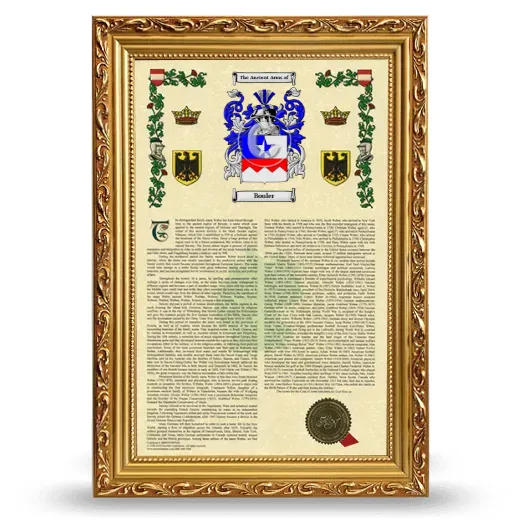 Bouler Armorial History Framed - Gold