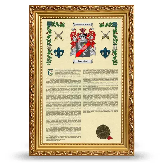 Bournival Armorial History Framed - Gold