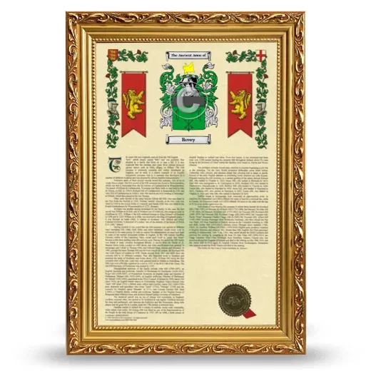 Bovey Armorial History Framed - Gold