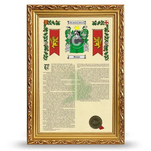 Boveye Armorial History Framed - Gold