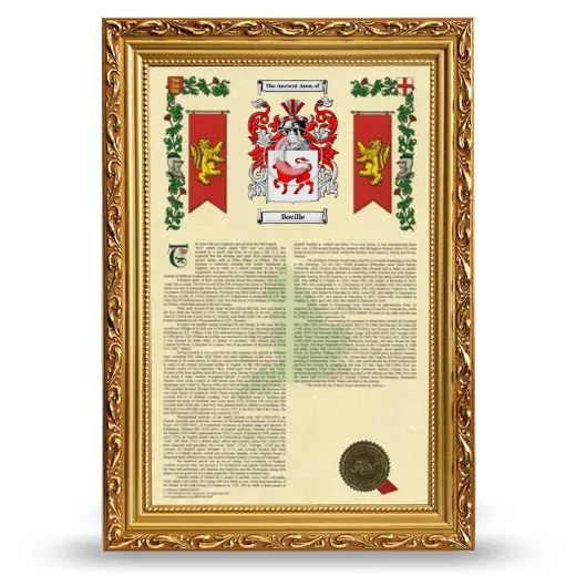 Boville Armorial History Framed - Gold