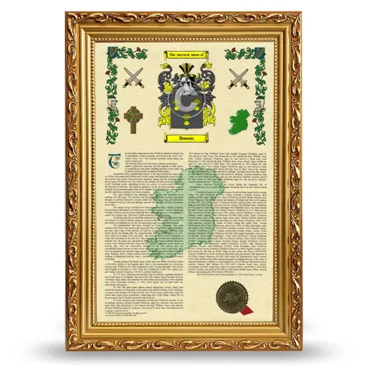 Bowen Armorial History Framed - Gold