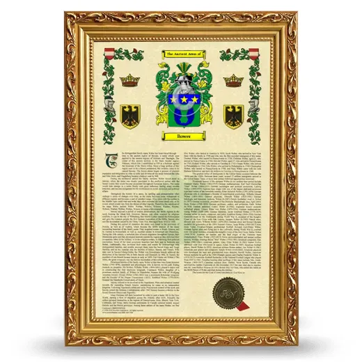 Bower Armorial History Framed - Gold