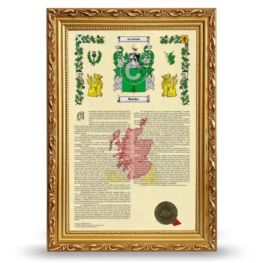 Bowier Armorial History Framed - Gold
