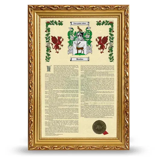 Bowins Armorial History Framed - Gold