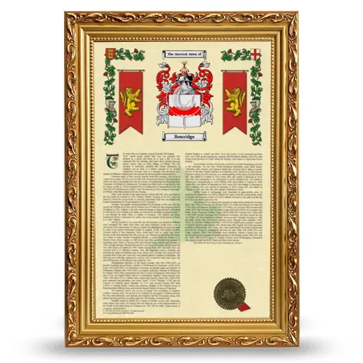 Bowridge Armorial History Framed - Gold