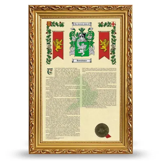 Bowstome Armorial History Framed - Gold