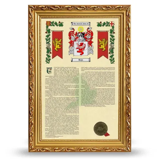 Boys Armorial History Framed - Gold