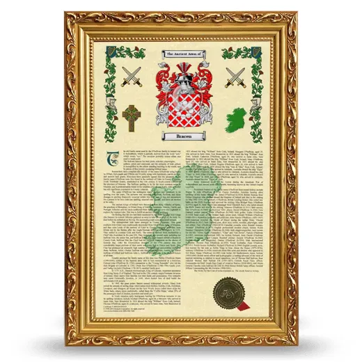 Bracen Armorial History Framed - Gold