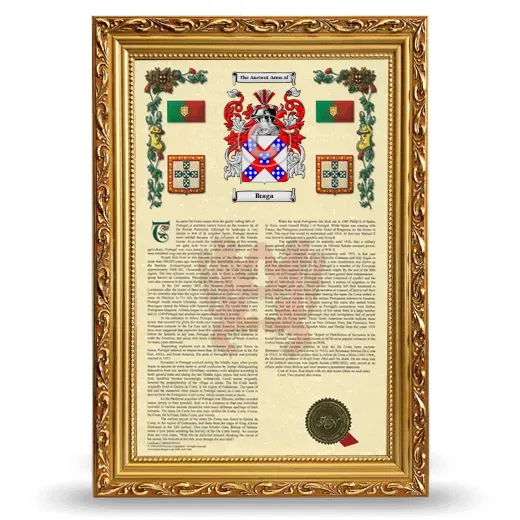 Braga Armorial History Framed - Gold