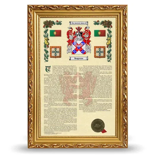 Braganza Armorial History Framed - Gold