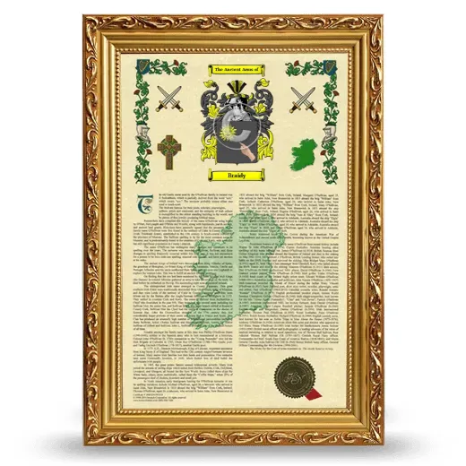Braidy Armorial History Framed - Gold