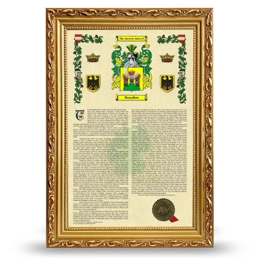 Brandtes Armorial History Framed - Gold