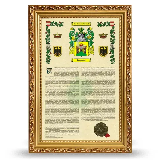Brantner Armorial History Framed - Gold
