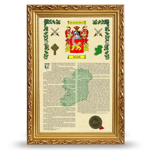 Brassell Armorial History Framed - Gold