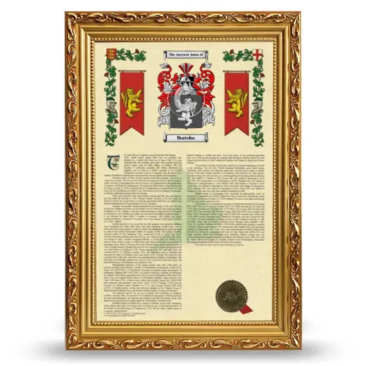Bratolm Armorial History Framed - Gold