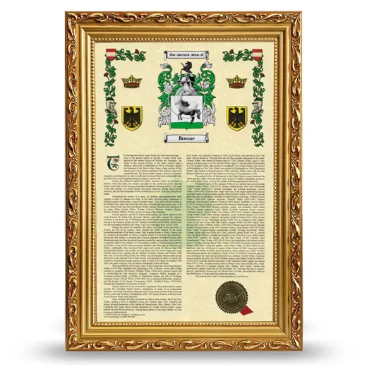 Braune Armorial History Framed - Gold