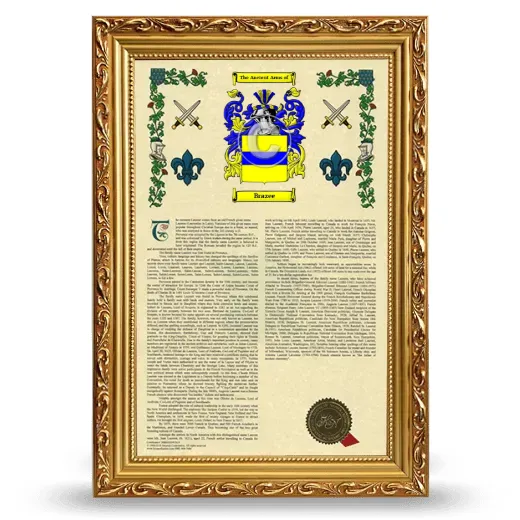 Brazee Armorial History Framed - Gold