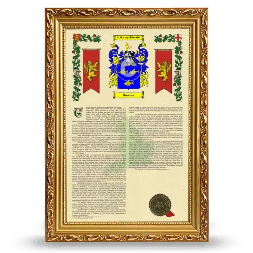 Breame Armorial History Framed - Gold
