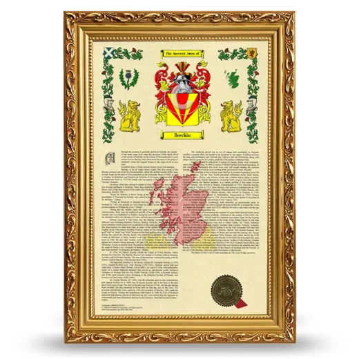 Breckin Armorial History Framed - Gold