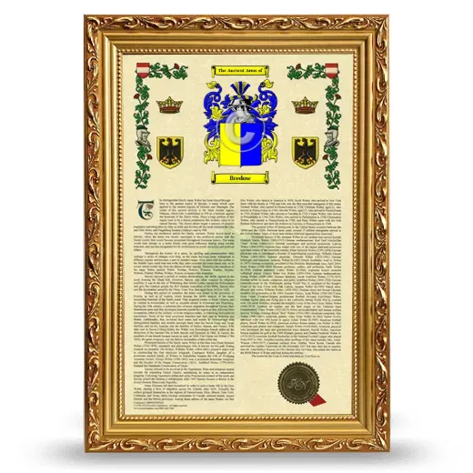 Bredow Armorial History Framed - Gold
