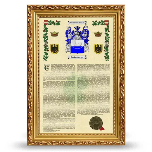 Breitenberger Armorial History Framed - Gold