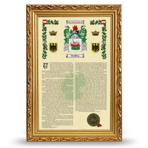 Brenberg Armorial History Framed - Gold