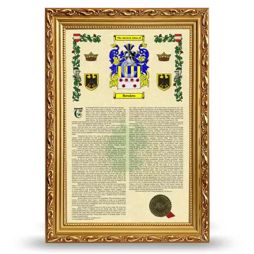 Brenken Armorial History Framed - Gold