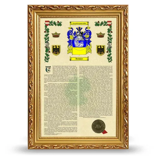 Brenner Armorial History Framed - Gold