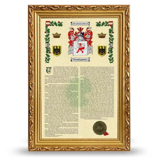 Brenningmaier Armorial History Framed - Gold
