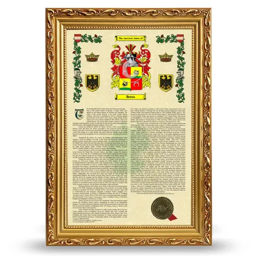 Brens Armorial History Framed - Gold
