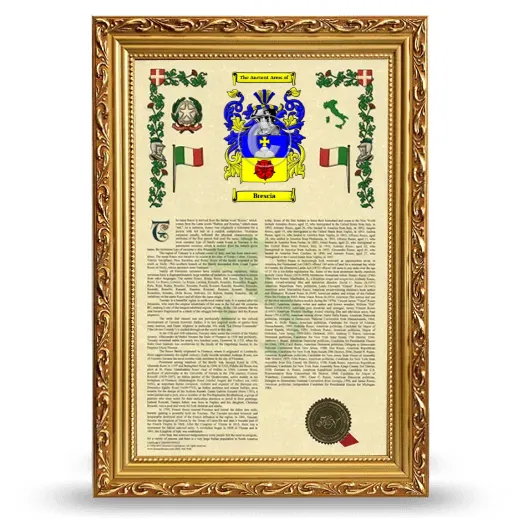 Brescia Armorial History Framed - Gold