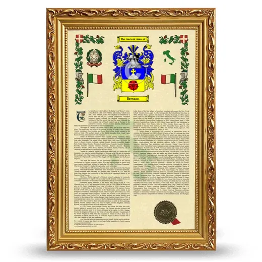 Bressan Armorial History Framed - Gold