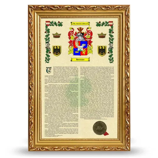 Bressure Armorial History Framed - Gold