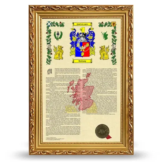 Bretney Armorial History Framed - Gold