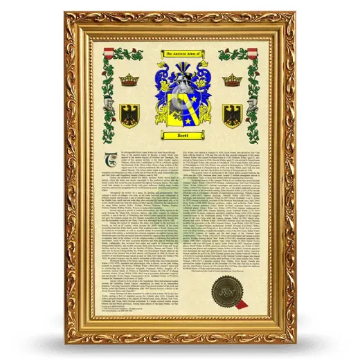 Brett Armorial History Framed - Gold