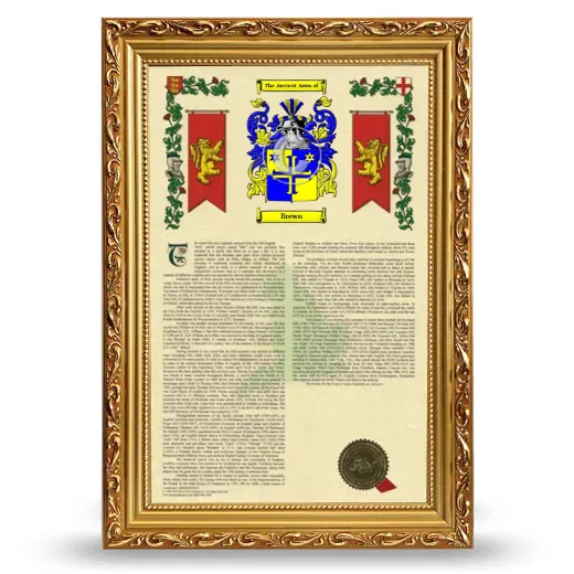 Brewn Armorial History Framed - Gold