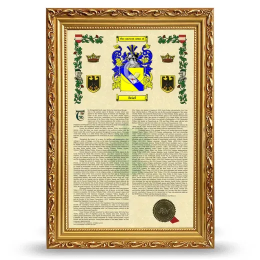 Brief Armorial History Framed - Gold
