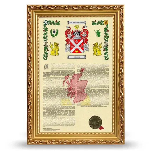 Brison Armorial History Framed - Gold