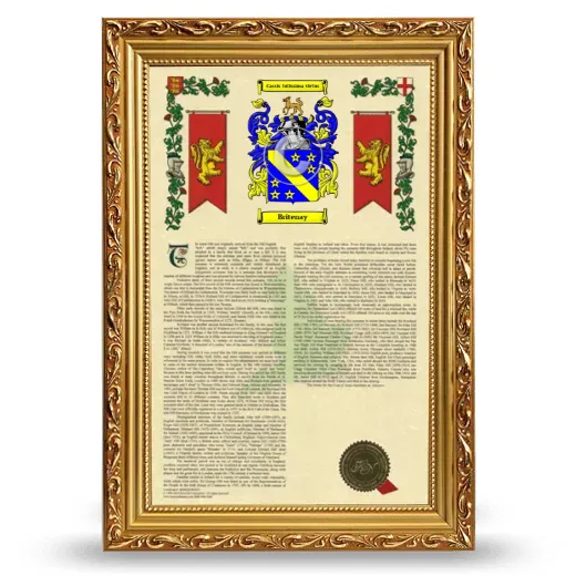 Britenay Armorial History Framed - Gold