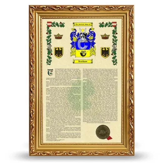 Brochner Armorial History Framed - Gold
