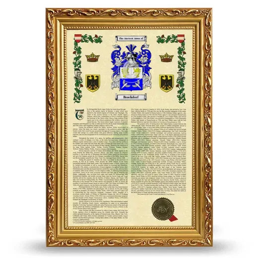 Brockdorf Armorial History Framed - Gold
