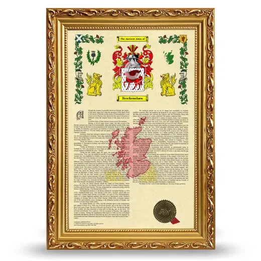 Brockenshaw Armorial History Framed - Gold