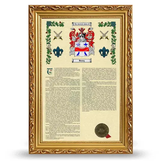 Brocq Armorial History Framed - Gold