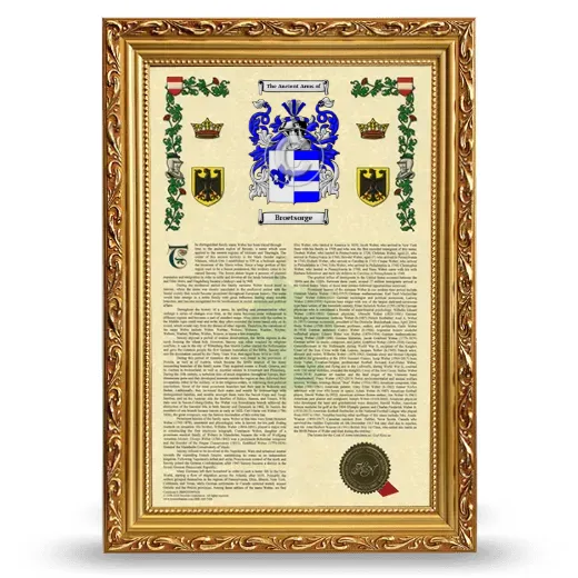 Broetsorge Armorial History Framed - Gold