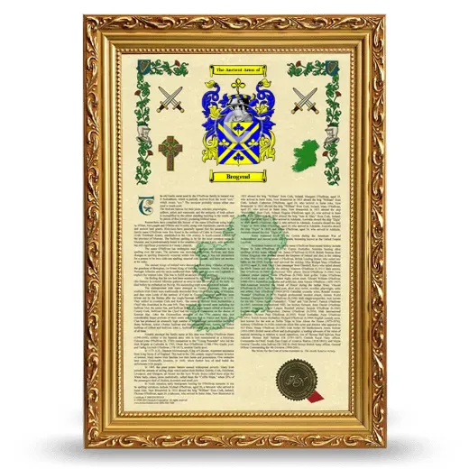 Brogend Armorial History Framed - Gold